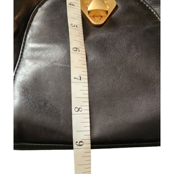 Vintage Black Leather Americana by Sharif Handbag Gold Trim Adjustable Strap - Picture 10 of 13